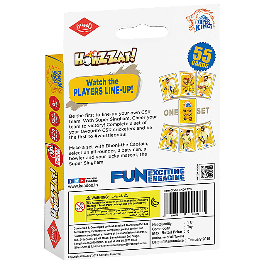 Kaadoo Howzzat! - CSK Cricket Team Card Game & Collectible For Kids & Adults