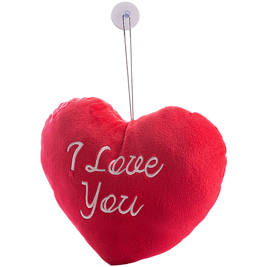 Dimpy Stuff I Love You Embroidery On Heart Shaped Cushion With Suction Cup