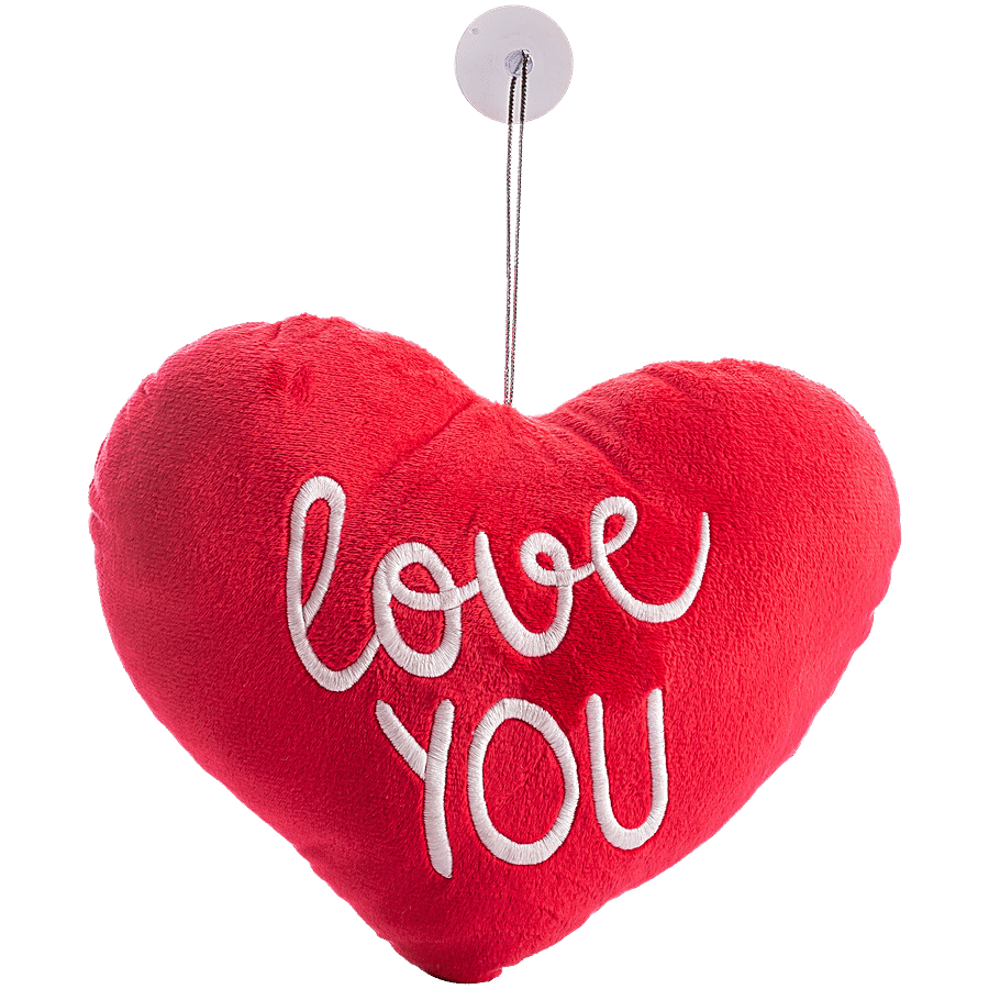 Dimpy Stuff Love You Embroidery Heart Shaped Cushion With Suction Cup