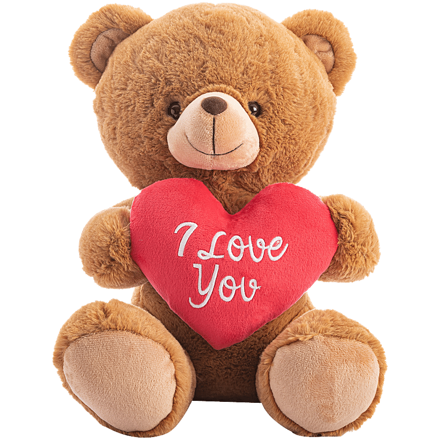 Dimpy Stuff Teddy Bear With Heart - Brown