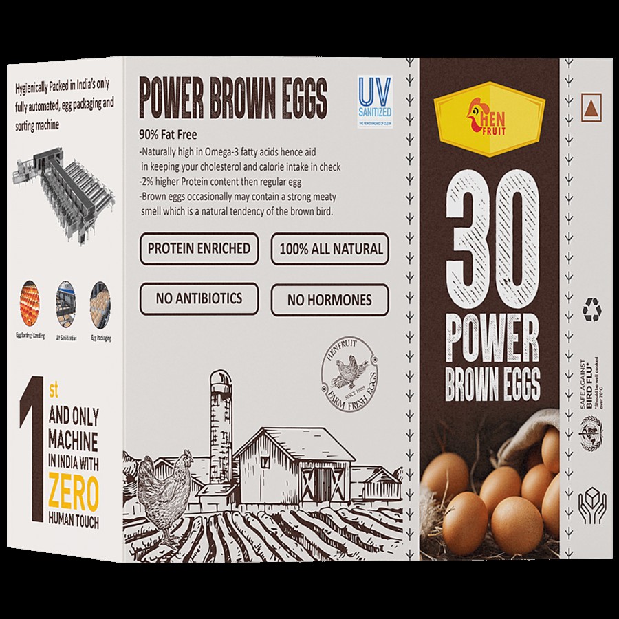 HenFruit Premium 30 Brown Eggs-Indian Breed-HighProtein- No-antibiotics 100% All Natural