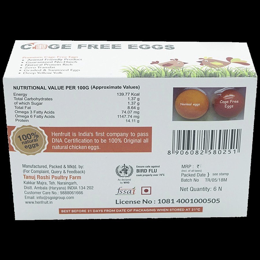 HenFruit Premium Cage Free Eggs(6 pcs) - 100% Natural