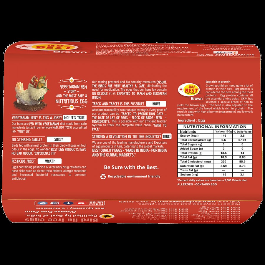 SKM Best Brown Egg - Veg Feed & Extra Albumen