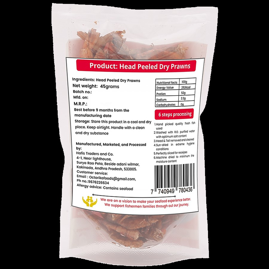 Octorika Head Peeled Dry Prawns - Rich In Protein