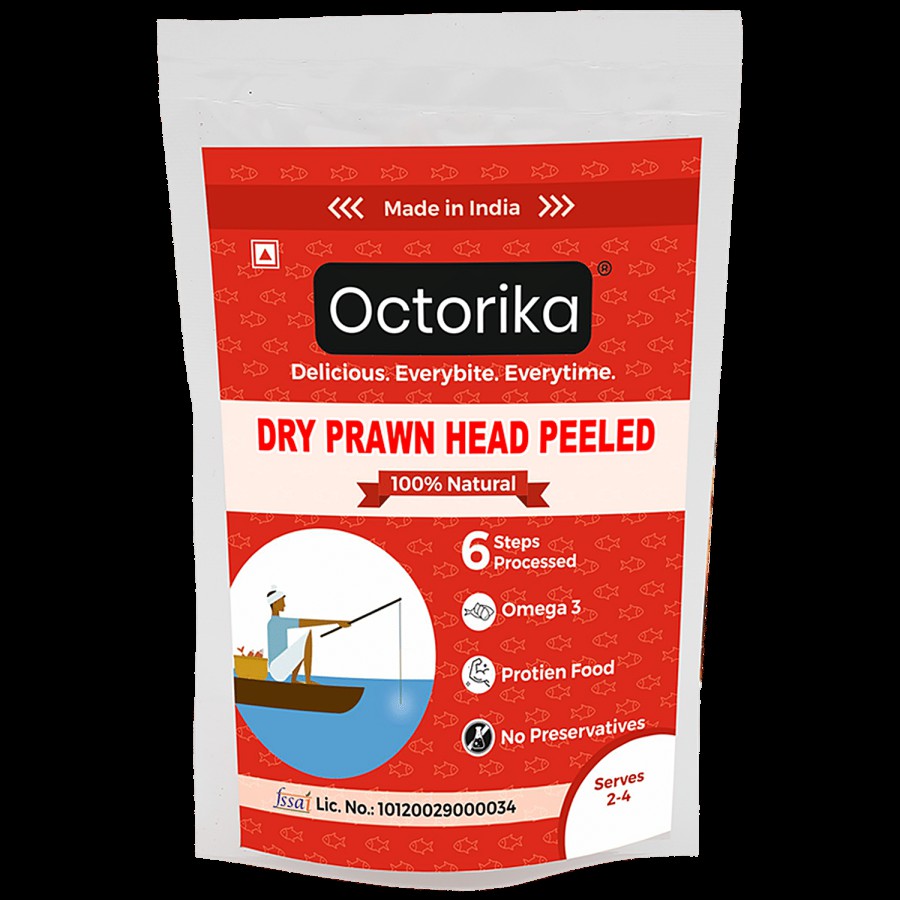 Octorika Head Peeled Dry Prawns - Rich In Protein