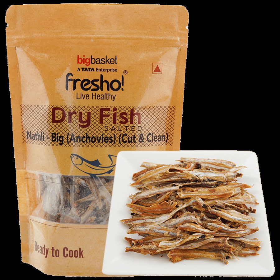 fresho! Dry Fish Nathli / Anchovies Big - Salted  Without Head