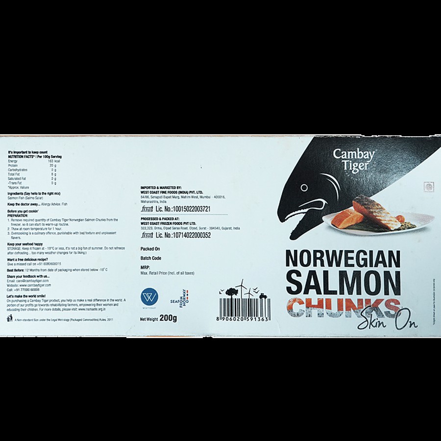 Cambay Tiger Norwegian Salmon - Portions Skin On