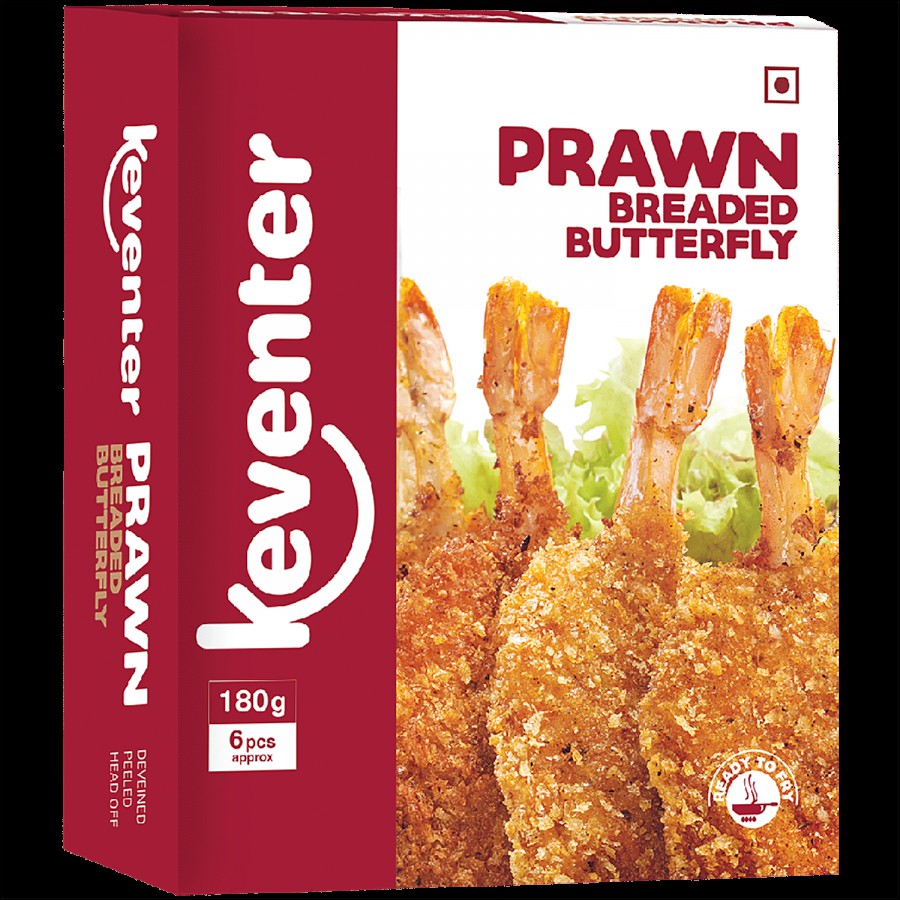 Keventer Ready To Cook Frozen Snack - Breaded Prawns Butterfly