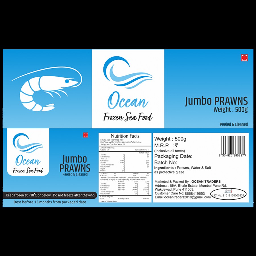 Ocean Jumbo Prawns - Peeled & Cleaned