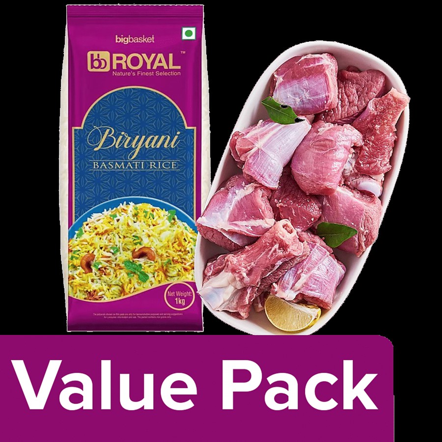 fresho! Mutton - Biryani Pieces 950 g + BB Royal Biryani Basmati Rice 950 g