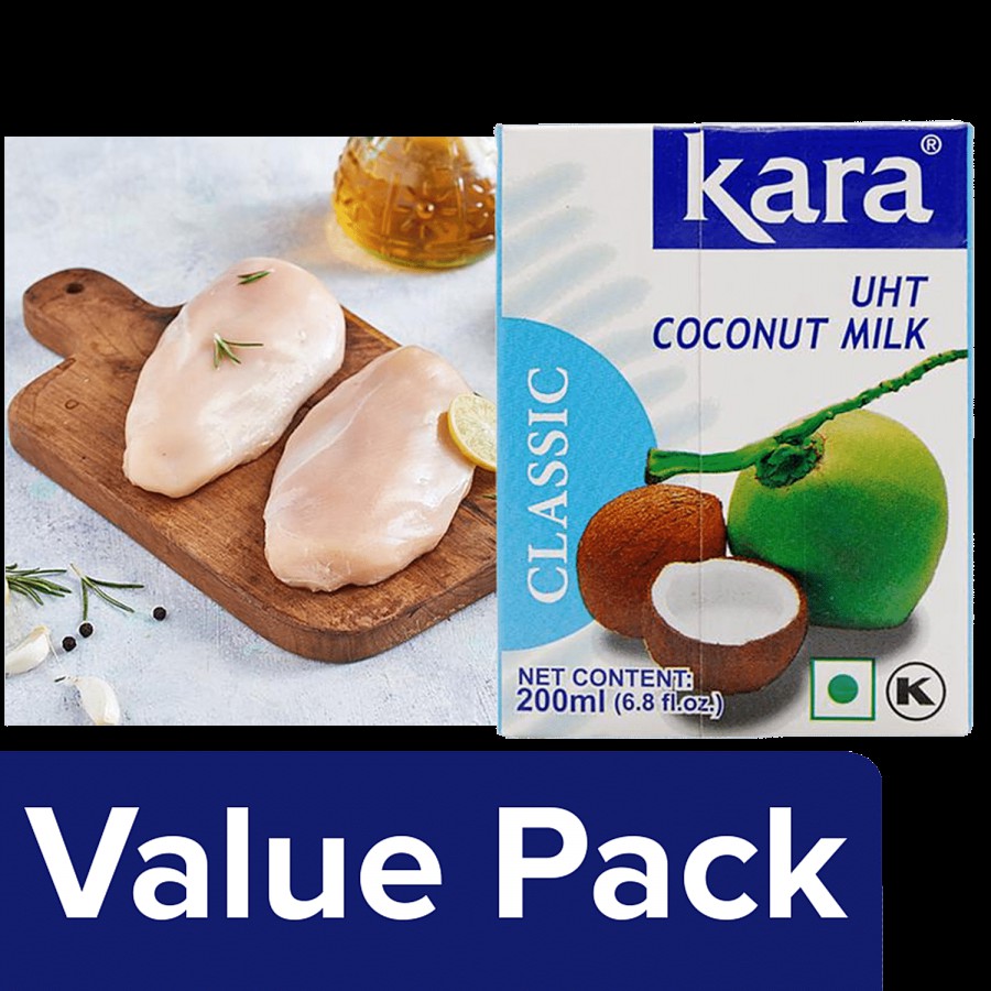 bb Combo Fresho Chicken Breast Boneless 4-5 pcs 500g +Kara Coconut Milk UHT Classic 200ml