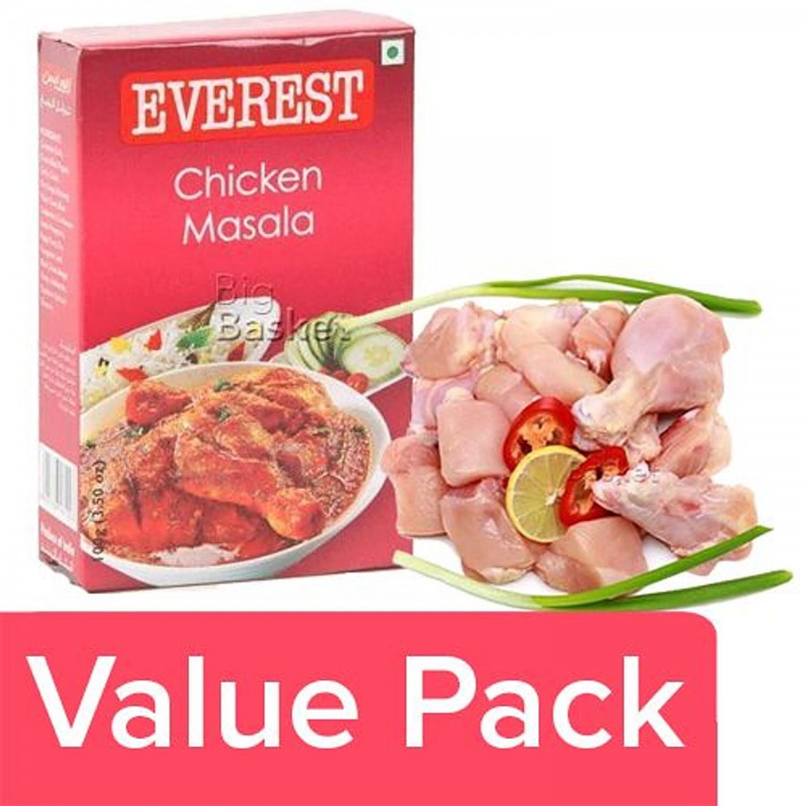 bb Combo Fresho Meat Chicken Curry Cut Without Skin 1kg + Everest Chicken Masala 100g