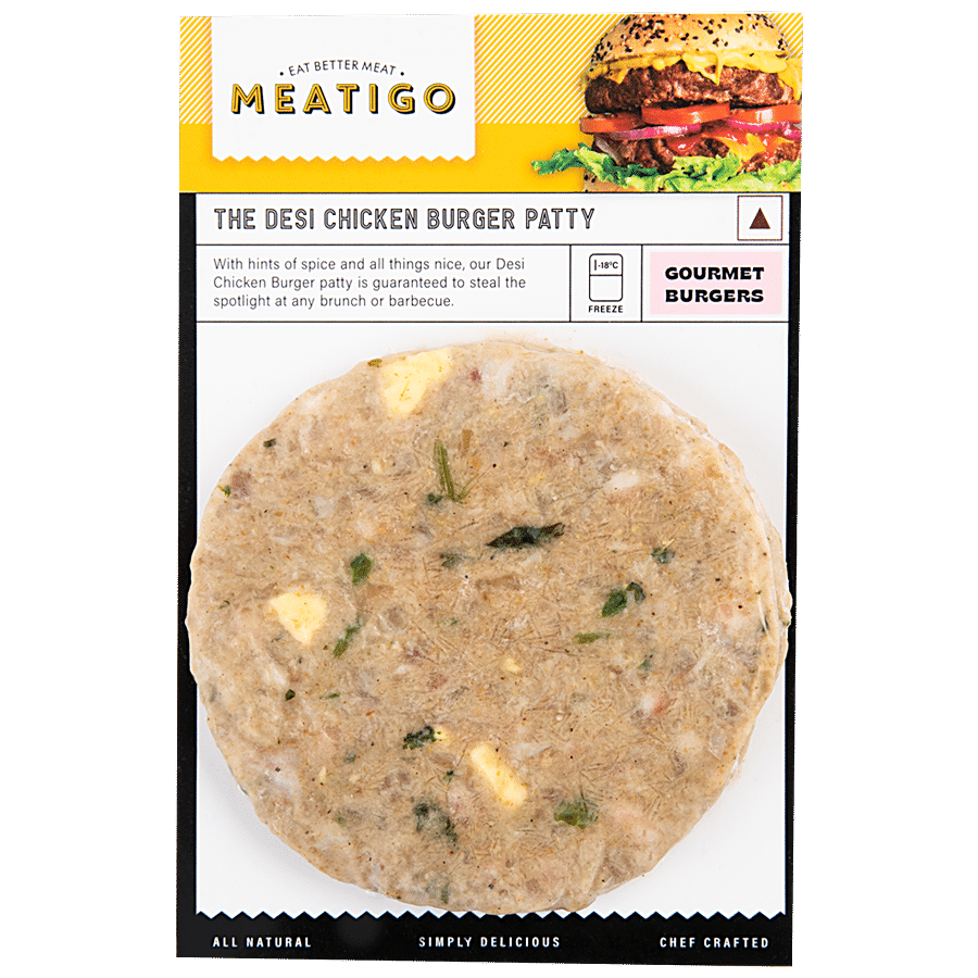 Meatigo The Desi Chicken Burger Patty - Juicy & Soft