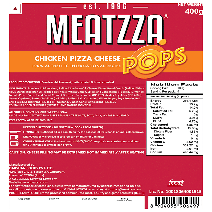 Meatzza Chicken Cheese Pops - Pizza