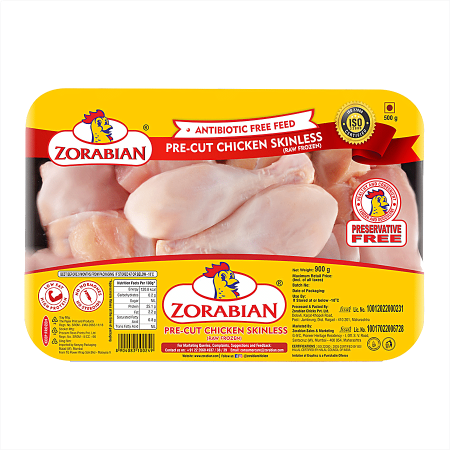 Zorabian Frozen Pre-Cut Chicken Skinless  - Half