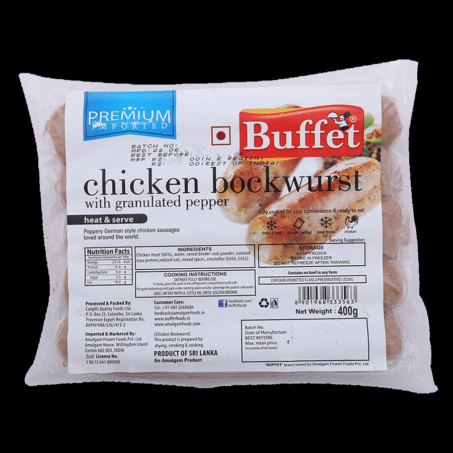 Buffet  Chicken Bockwurst with Granulated Pepper - Heat & Serve