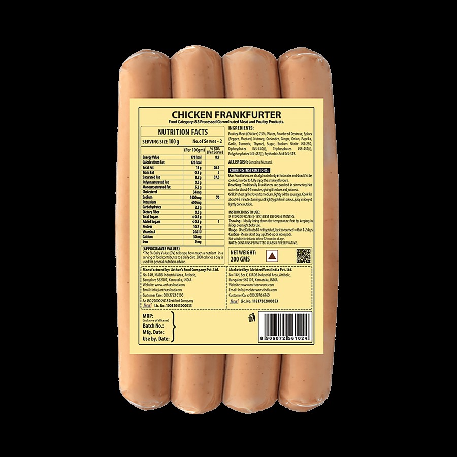 MeisterWurst Chicken Frankfurter - No Fillers