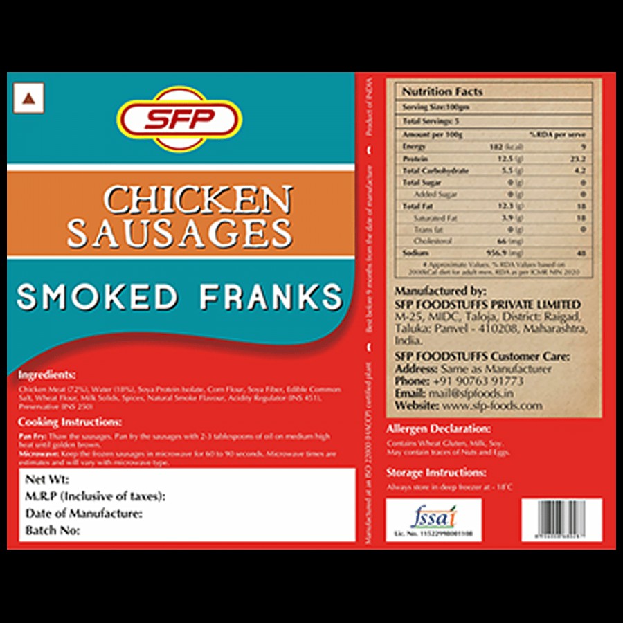 SFP Chicken Sausages - Smoked Franks