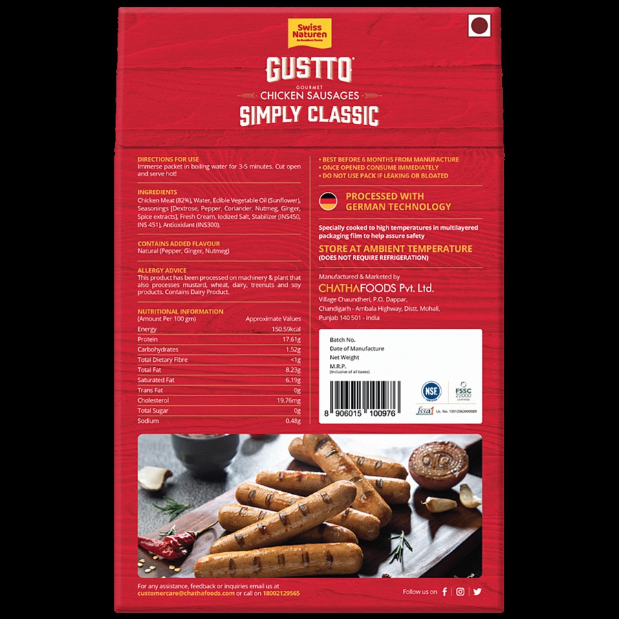 Swiss Naturen Gourmet Chicken Sausage - Simply Classic