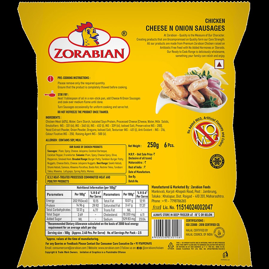 Zorabian Chicken - Cheese N Onion Sausages