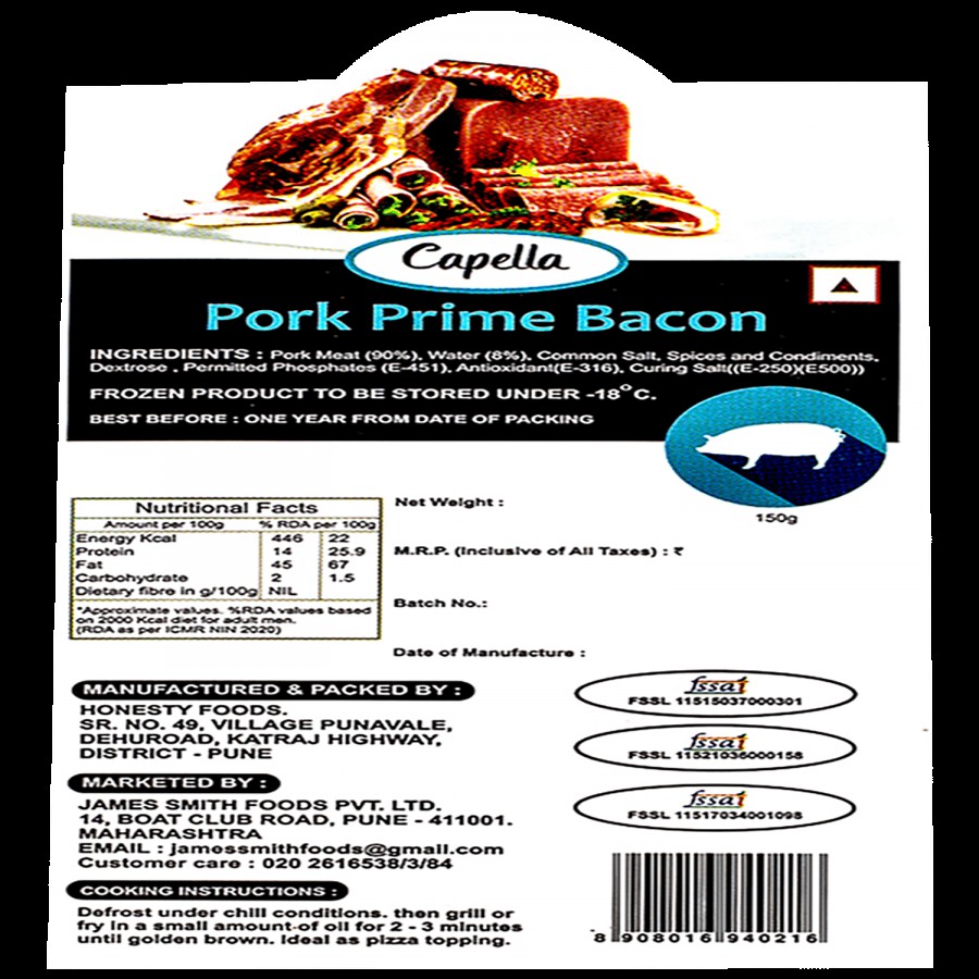 Capella Pork Prime Bacon