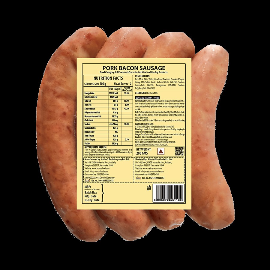 MeisterWurst Pork Bacon Sausage - No Fillers