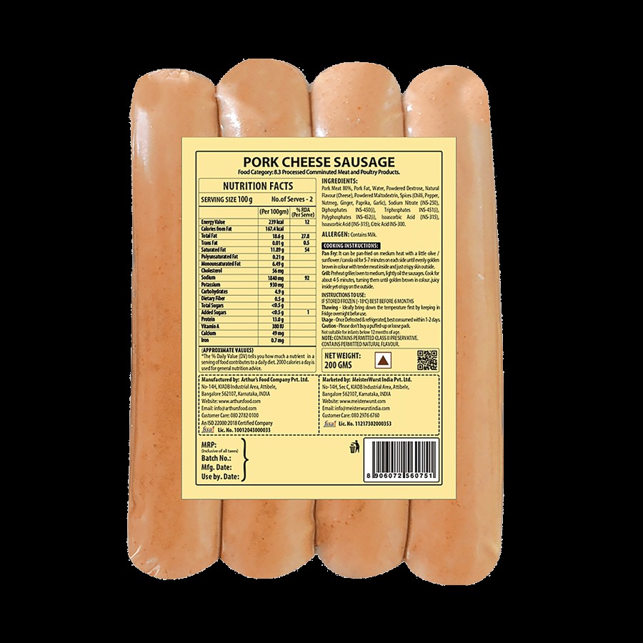 MeisterWurst Pork Cheese Sausage - No Fillers