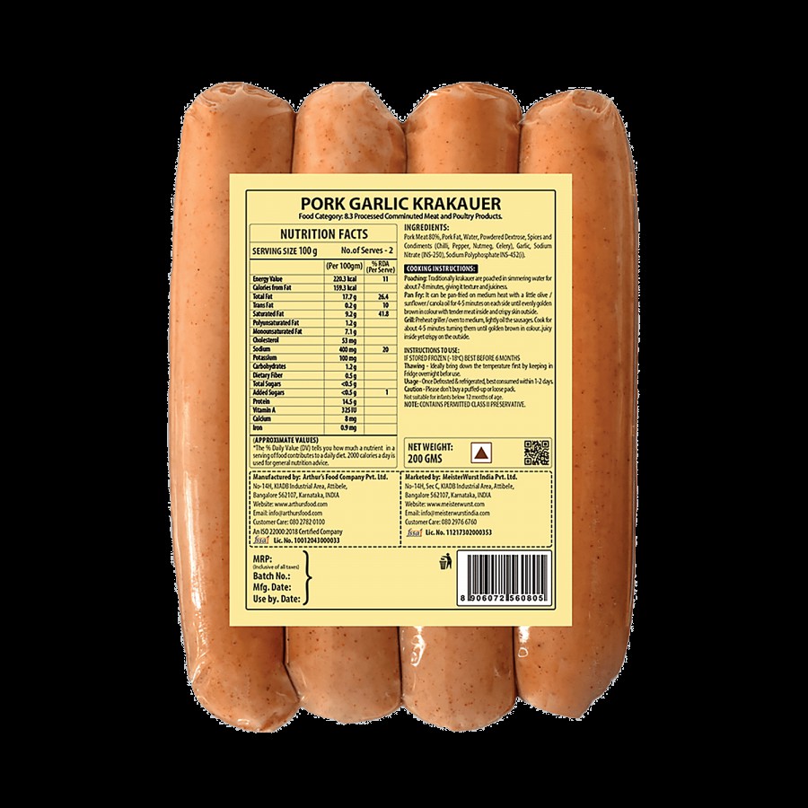 MeisterWurst Pork Garlic Krakauer - No Fillers