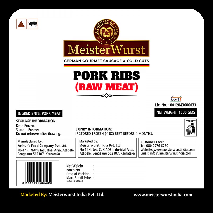 MeisterWurst Pork Ribs - Raw