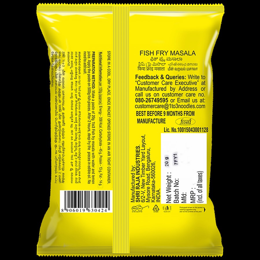 1TO3 Fish Fry Masala - Natural Authentic Spices