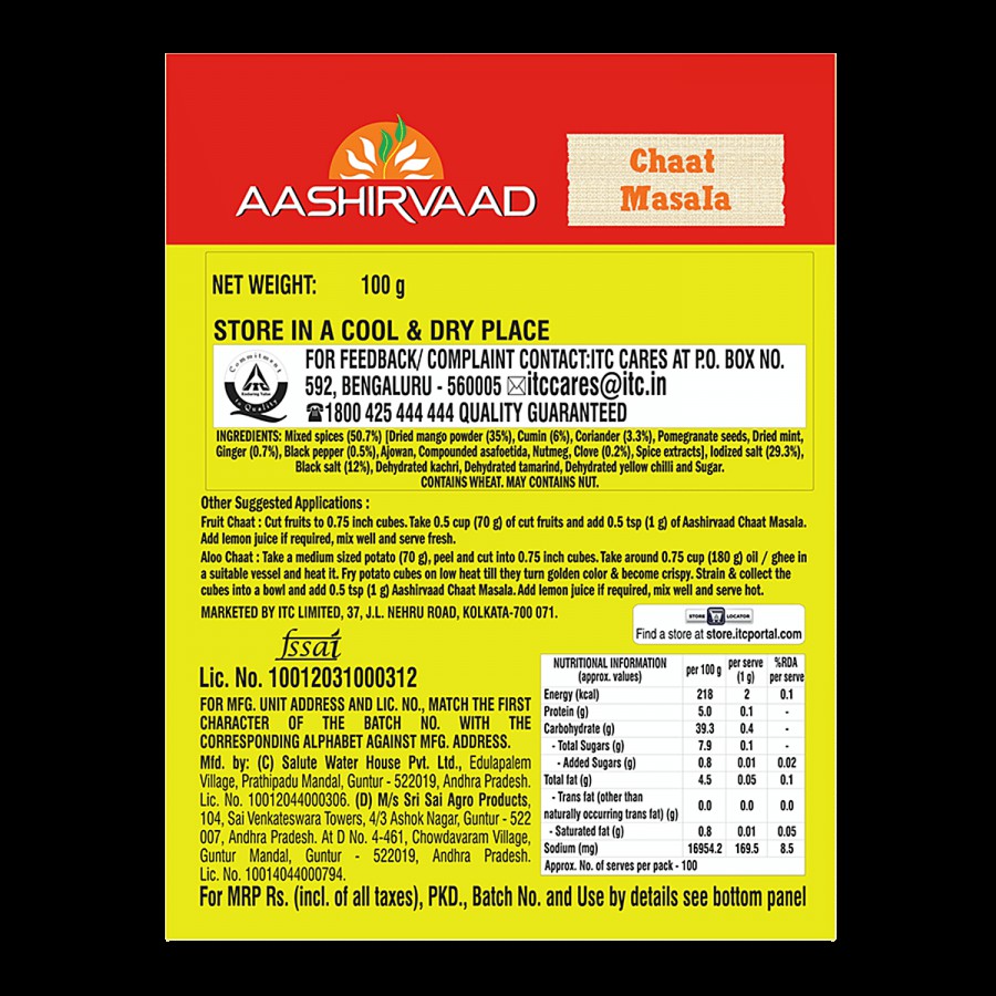 Aashirvaad Chaat Masala - Spice Blend For Papdi