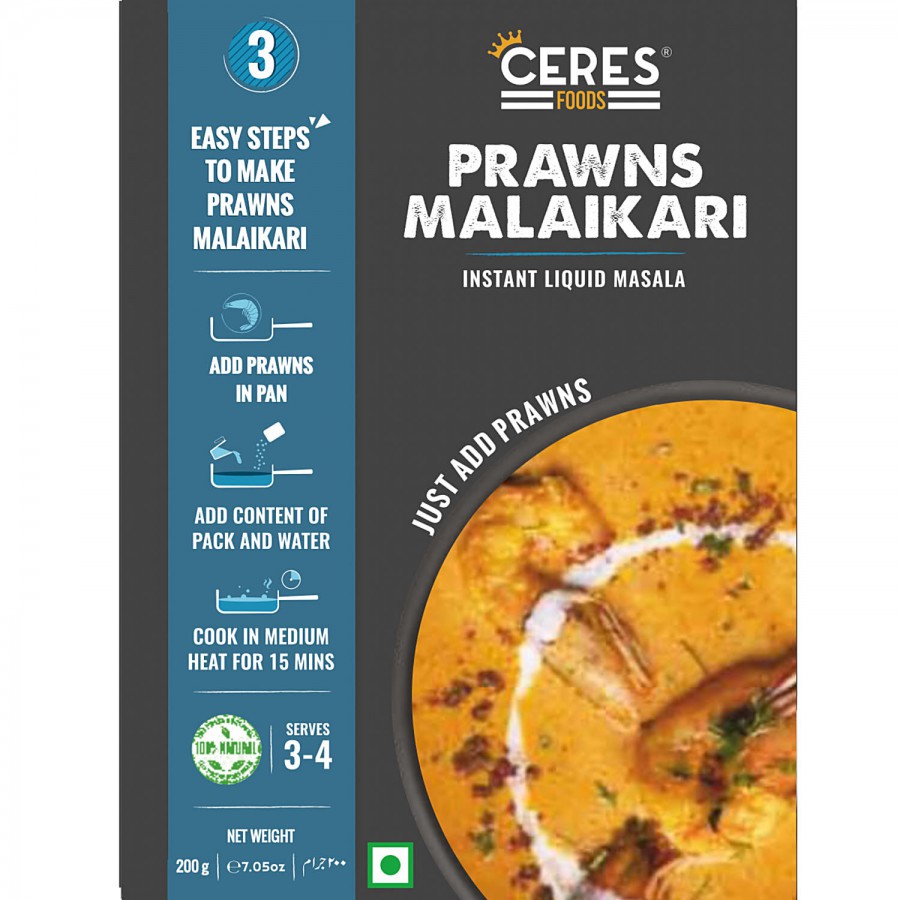 Ceres Foods Bengali Prawns Malaikari Instant Liquid Masala - Ready To Cook Indian Curry Cooking Paste