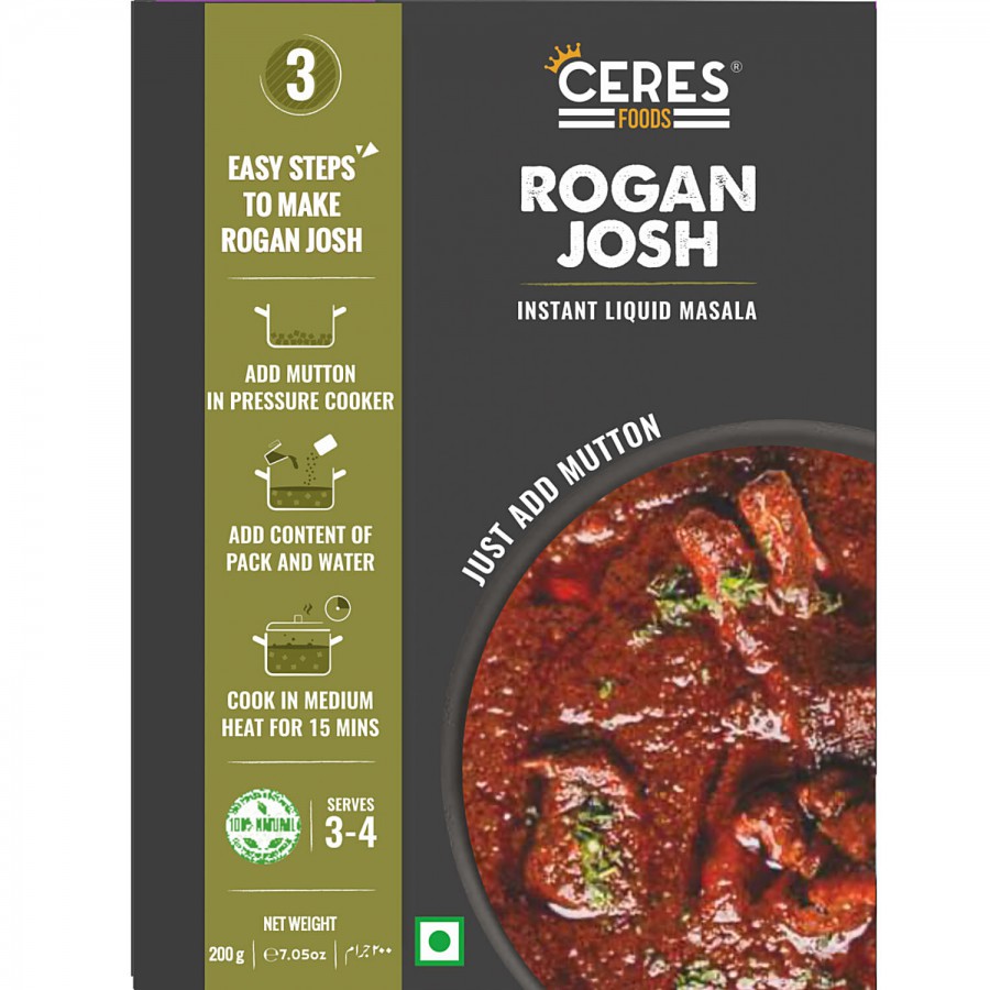 Ceres Foods Kashmiri Rogan Josh Instant Liquid Masala - Ready To Cook Indian Curry Cooking Paste