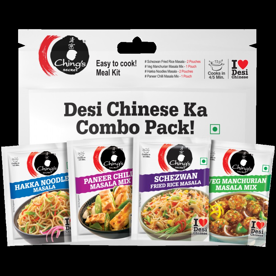 Ching's Secret Desi Chinese Ka Combo Pack of 6 Single Use Assorted Masala Pouches