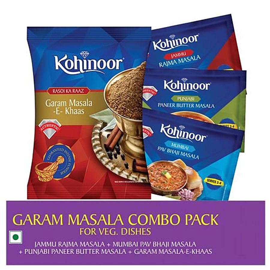 Kohinoor Masala Combo - Rajma 15 Gm + Pav Bhaji 15 Gm + Paneer 15 Gm + Garam Masala 40 Gm