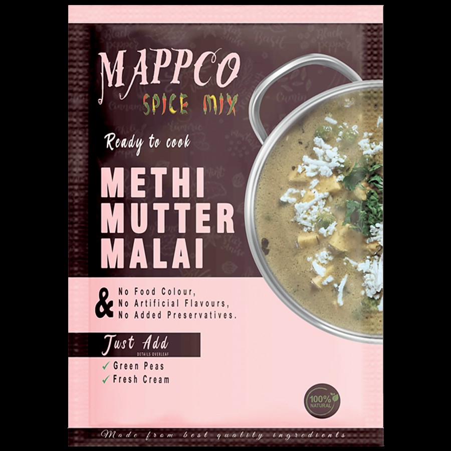 MAPPCO Ready To Cook Methi Mutter Malai - 100% Natural