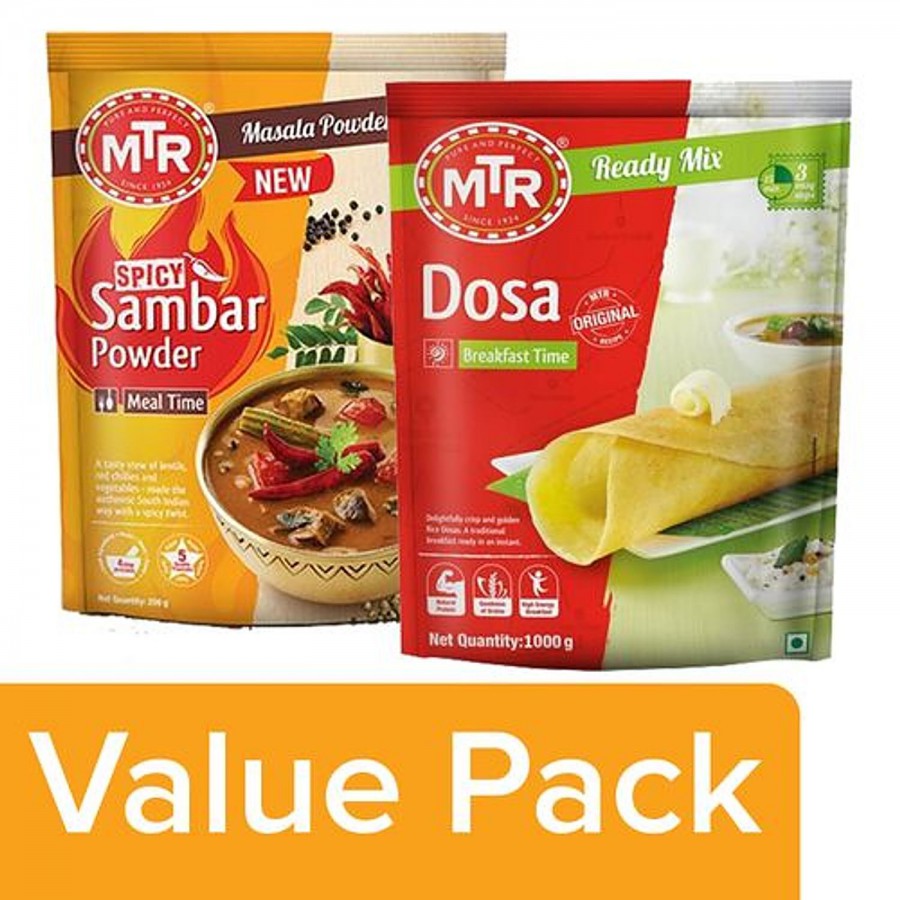 MTR Spicy Sambar Powder 200 gm + Breakfast Mix - Dosa 1 kg Pouch