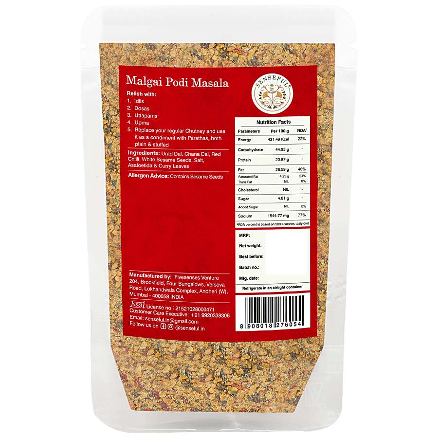 SENSEFUL Malgai Podi Masala - Hand Pounded