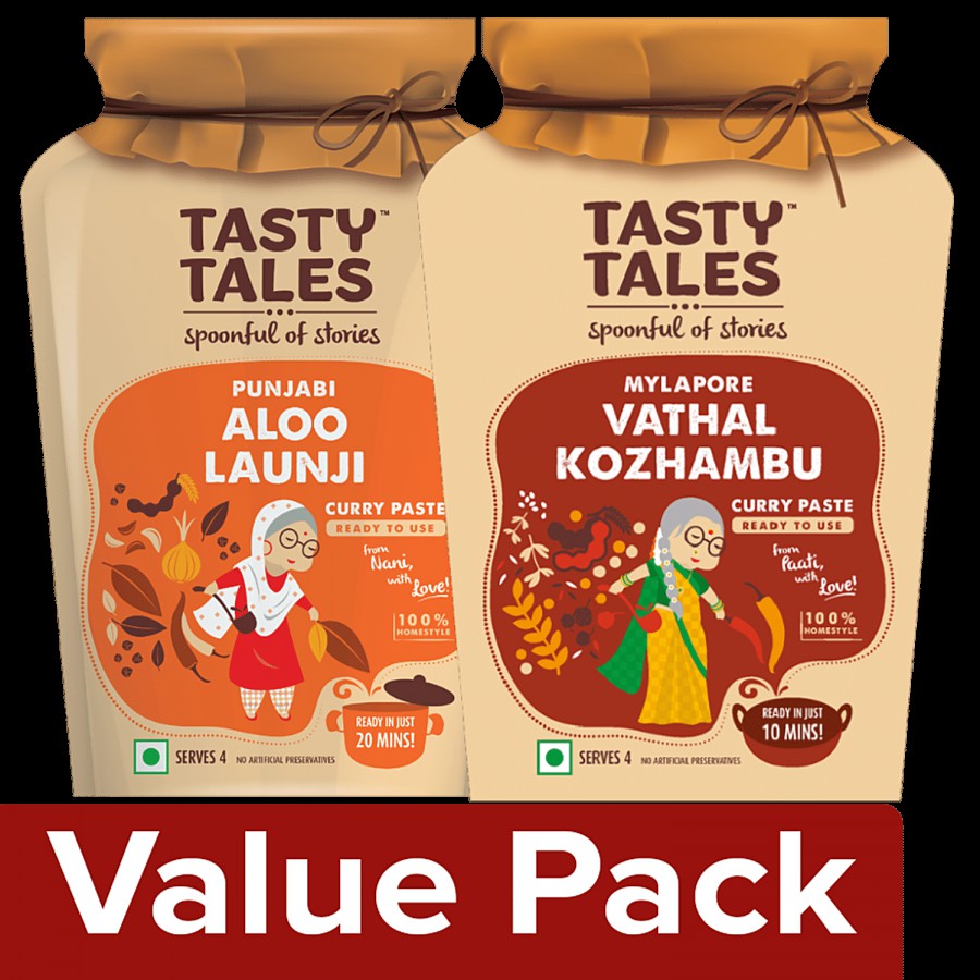 Tasty Tales Aloo Launji 120 g + Mylapore Vathal Kozhambu 150 g