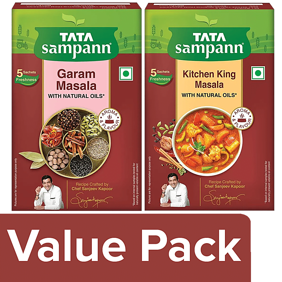 Tata Sampann Garam Masala - With Natural Oils + Kitchen King Masala - With Natural Oils 100 g