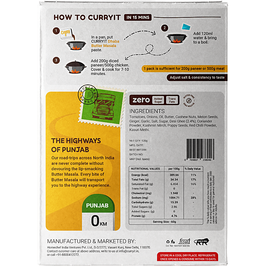 CURRYiT Dhaba Butter Masala Cooking Paste