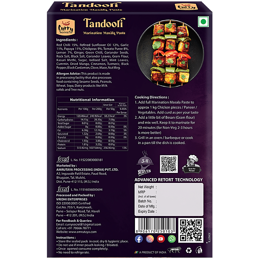 Curry Secret Tandoori Marination Masala Paste