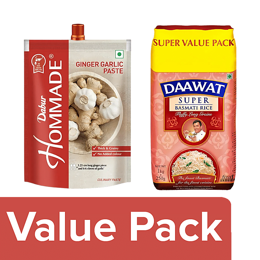 bb Combo Daawat Basmati Rice Super 1 kg With Dabur Ginger Garilc Paste 200g