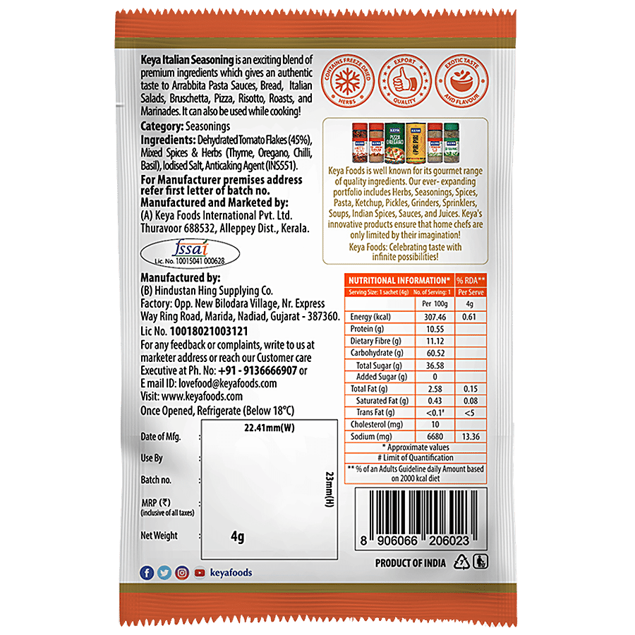 Keya Italian Seasoning - Freeze Dried Herbs Basil