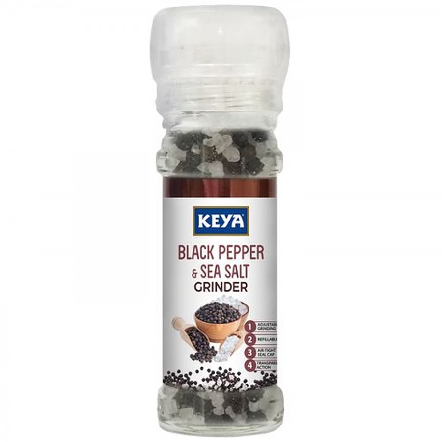 Keya Black Pepper & Sea Salt Grinder