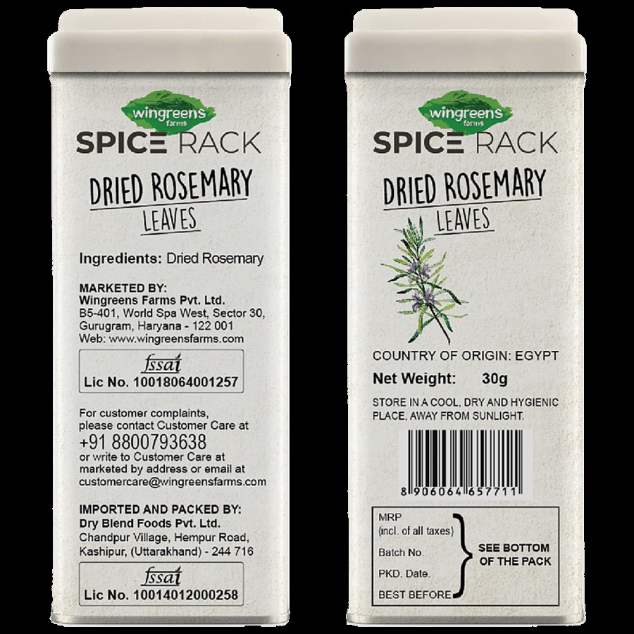 Wingreens Farms Spice Rack Rosemary Leaves - Dried Herb Seasoning