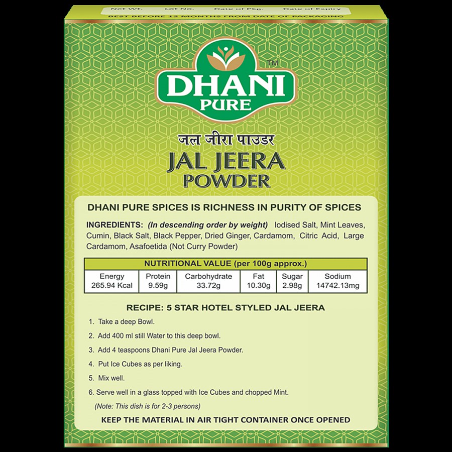 DHANI PURE Jal Jeera Powder - 100% Natural