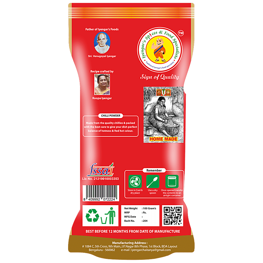 Iyengar Spices & Food Specialists  Chilli Powder/Menasina Pudi