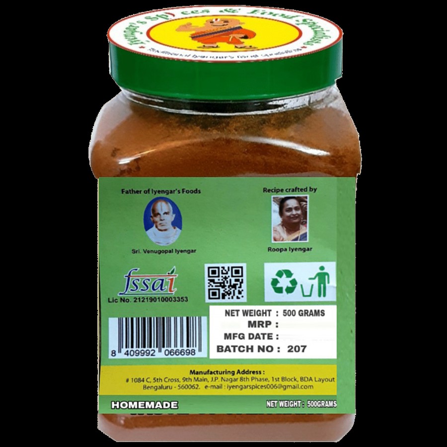 Iyengar Spices & Food Specialists  Homemade - Premium Sambar Powder