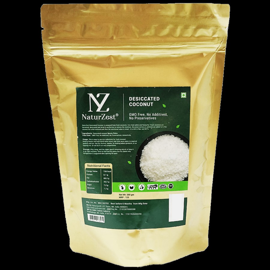 NaturZest Desiccated Coconut Unsweetened Powder/Flakes - Nutrient Rich